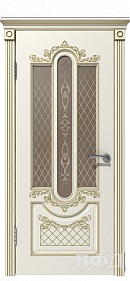 Купить дверь Александрия, эмаль слоновая кость, патина золото, стекло бронза в Москве в интернет-магазине dveri-doors.com