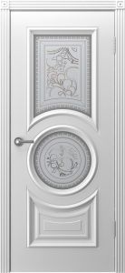 Купить дверь БОГЕМА R/ДО 2, эмаль белая, Серия багет "DE LUXE", стекло в Москве в интернет-магазине dveri-doors.com