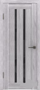 Купить дверь экошпон, Line 2, Серый дуб, стекло чёрное в Москве в интернет-магазине dveri-doors.com