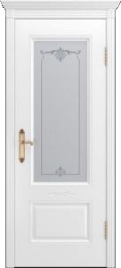 Межкомнатная дверь Аккорд В1, белая эмаль, стекло.