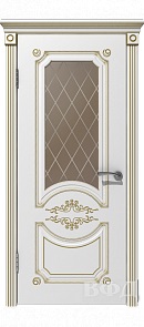 Купить дверь Милана ПО, белая эмаль с патиной золото, стекло бронза 73 ДОО в Москве в интернет-магазине dveri-doors.com