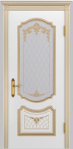 Купить межкомнатную дверь Соло В3, белая, патина золото, стекло в Москве в интернет-магазине dveri-doors.com