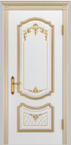 Купить межкомнатную дверь Соло В3, белая, патина золото, глухая в Москве в интернет-магазине dveri-doors.com