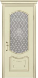 Купить дверь Соло-2, эмаль слоновая кость + патина белое золото, стекло в Москве в интернет-магазине dveri-doors.com
