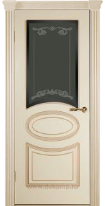 Купить дверь, эмаль, слоновая кость, золотая патина "Винель 1" стекло бронза в Москве в интернет-магазине dveri-doors.com