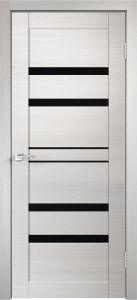 Купить дверь экошпон LINEA 6, дуб белёный поперечный, стекло чёрное в Москве в интернет-магазине dveri-doors.com