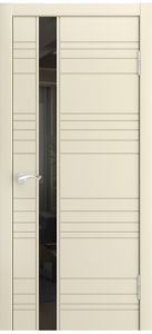 Дверь межкомнатная Line porta,  LP-11, эмаль слоновая кость, стекло чёрное.