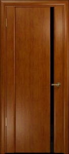 Ульяновская дверь Спация-1 Цвет  анегри, Чёрное стекло, Шпонированная дверь