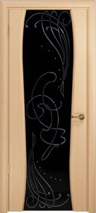 Купить лиана-3 стразы, Белёный дуб , стекло чёрное,  "Арт Деко" в Москве в интернет-магазине dveri-doors.com