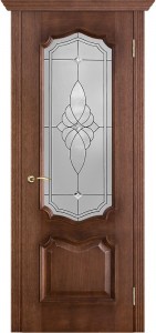 Купить двери Белоруссии, ПРИМЬЕРА| шпон, каштан, стекло витраж в Москве в интернет-магазине dveri-doors.com