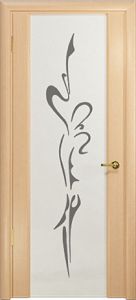 Купить ульяновскую дверь Спация-3 белёный дуб, стекло белое с ресунком в Москве в интернет-магазине dveri-doors.com
