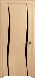 Купить ульяновскую дверь, "Арт Деко"Вэла 2 белёный дуб Стекло чёрное в Москве в интернет-магазине dveri-doors.com