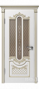 Купить дверь Александрия, белая эмаль, патина золото, стекло бронза 70 ДОО в Москве в интернет-магазине dveri-doors.com
