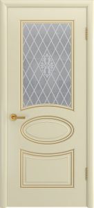 Купить межкомнатную дверь Ария-С, эмаль слоновая кость + патина золото, стекло в Москве в интернет-магазине dveri-doors.com
