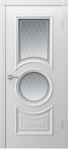 Дверь БОГЕМА R/ДО 4, эмаль белая, Серия багет "DE LUXE", стекло.