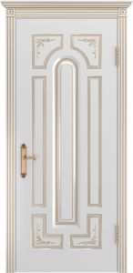 Купить межкомнатную дверь Октава, белая, патина золото, глухая в Москве в интернет-магазине dveri-doors.com