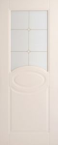 Двери ПВХ,  "Омега" (маленький овал), белый клён, стекло.