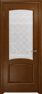 Шпонированная дверь, "Арт Деко", Парма, итальянский орех,  стекло белое