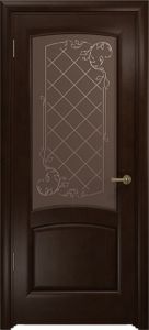 Межкомнатная дверь, "Арт Деко", Парма, махагон, стекло бронза