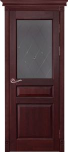 Купить белорусские двери из массива ольхи Валенсия, Махагон, стекло Графит в Москве в интернет-магазине dveri-doors.com
