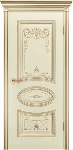 Купить дверь Ария Корона, эмаль слоновая кость + патина золото,глухая в Москве в интернет-магазине dveri-doors.com