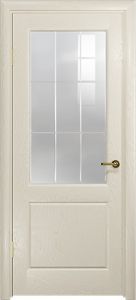 Дверь шпон ясень Ченере-1, стекло венто, цвет аква, категория Ульяновские двери 
