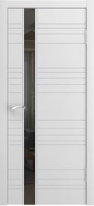 Дверь межкомнатная Line porta,  LP-11, эмаль белая, стекло чёрное.