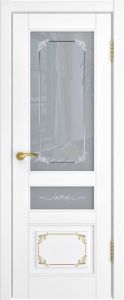 Купить ульяновские двери, Модель L-3 стекло, белая эмаль с рисунком в Москве в интернет-магазине dveri-doors.com