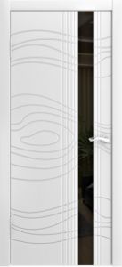 Дверь межкомнатная Line porta,  LP-15, эмаль белая, стекло чёрное.