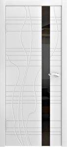 Дверь межкомнатная Line porta, LP-16, эмаль белая, стекло чёрное.