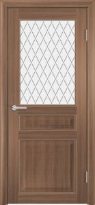 Купить дверь классика межкомнатная Экошпон, S43 орех, стекло ромб в Москве в интернет-магазине dveri-doors.com