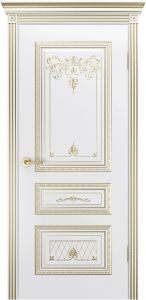 Купить дверь Трио Корона, эмаль белая + патина белое золото, глухая в Москве в интернет-магазине dveri-doors.com
