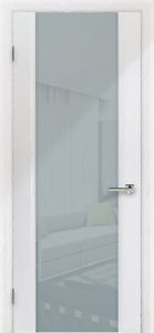 Дверь межкомнатная  «Меланит 3» стекло. Молочный дуб, Натуральный шпон