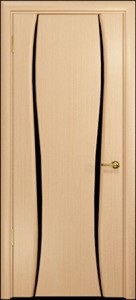 Ульяновская дверь, "Арт Деко" Лиана-2  Белёный дуб .Стекло чёрное