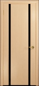 Купить ульяновскую дверь, "Арт Деко", Спация-2 белёный дуб, чёрное стекло в Москве в интернет-магазине dveri-doors.com
