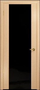 Ульяновская дверь, "Арт Деко", Спация-3 белёный дуб, стекло чёрное