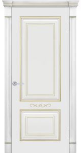  "Фелиса",  дверь белая, RAL 9010  с косичкой, золотая патина, глухая.