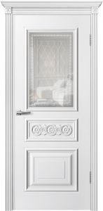 Межкомнатные двери окрашенные, Модель Премьера, Белая эмаль, стекло.