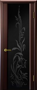 Трава-2, венге, стекло чёрное с рисунком / Фабрика "Современные двери" Ульяновск