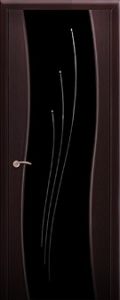 Лучи, шпонированная дверь, венге, стекло чёрное / Фабрика "Современные двери" Ульяновск