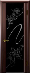 "Альмека" шпонированная дверь, венге, стекло чёрное / Фабрика "Современные двери" Ульяновск