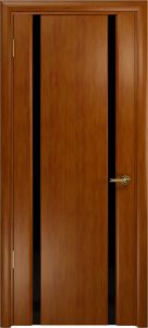 Ульяновские двери Спация-2 Шпонированная дверь, цвет анегри, Стекло чёрное.