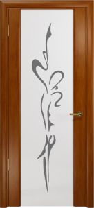 Ульяновские двери Спация 3 Шпонированная дверь Стекло белое рисунок. Цвет анегри