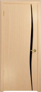 Купить ульяновскую дверь, "Арт Деко"Вэла 1 белёный дуб Стекло чёрное в Москве в интернет-магазине dveri-doors.com
