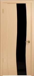 Ульяновская дверь шпонированная. Вэла арт белёный дуб. Стекло чёрное