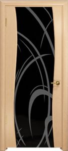 Купить дверь со стеклом |  Вэла 3 | белёный дуб Стекло чёрное рисунок в Москве в интернет-магазине dveri-doors.com